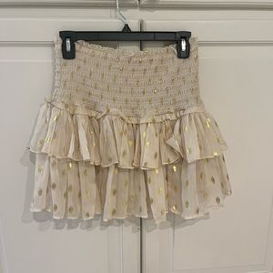Sketchbook cream and gold ruffle skirt